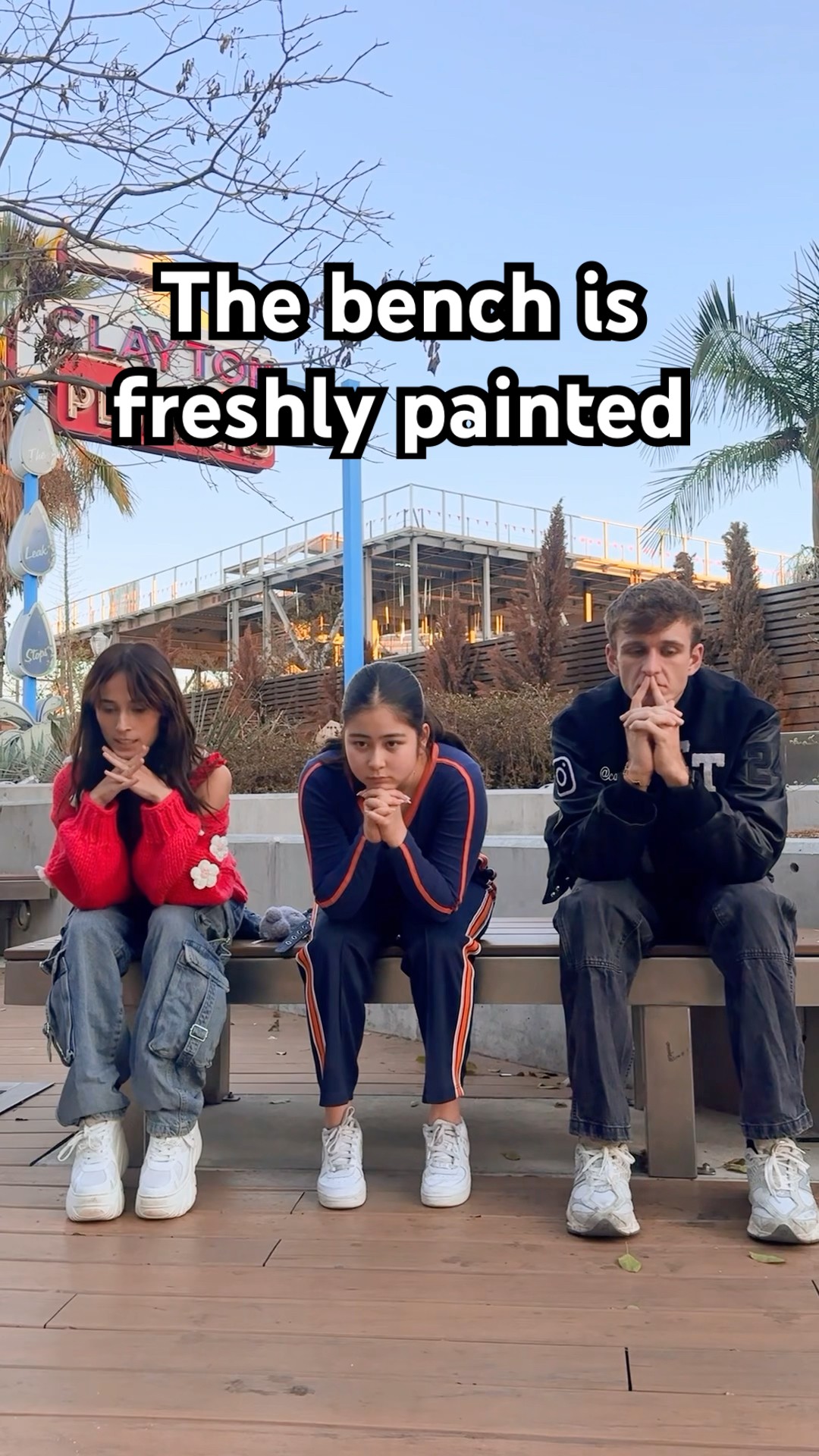 The bench is freshly painted ? with @SofiManassyan @CarterKench #Comedy #Friends #andragogan